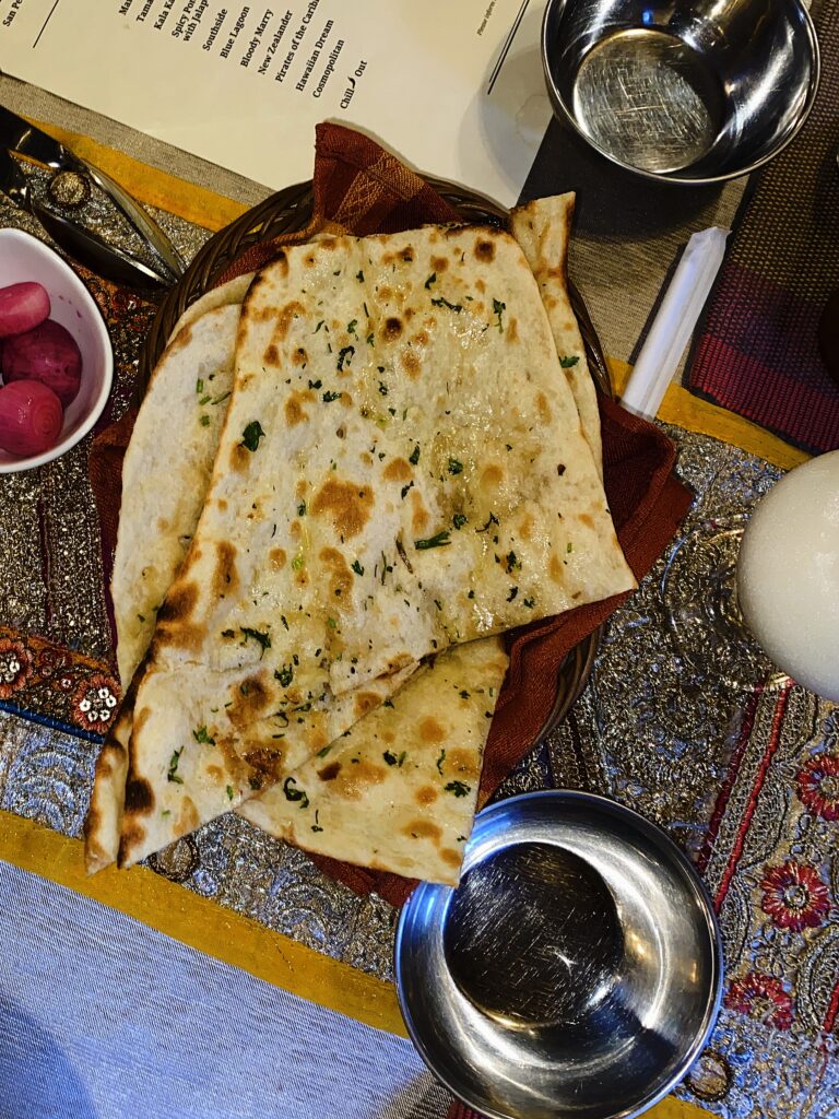 delicious naan at indian restaurant in asia